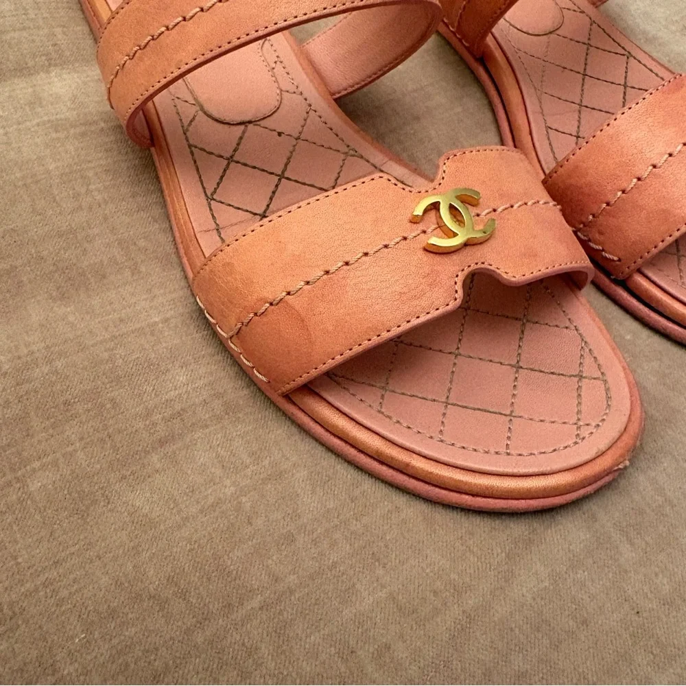 Pink Chanel mule slide sandals size 37 US 6.5 - Picture 7 of 11